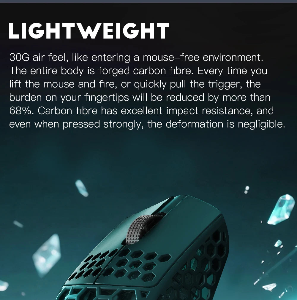Darmoshark M5Air Forged Carbon Fiber Wireless 8K Gaming Mouse PAW3950 30K DPI Small Hand Finger Grip Game Macro Mice Lightweight