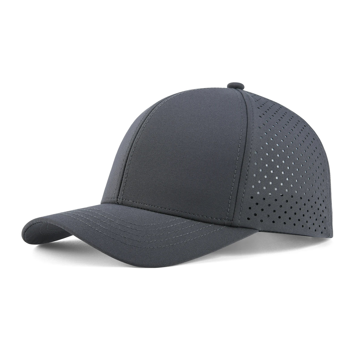 VOBOOM Herren-Baseballkappe mit Schnell-Trocknungsfunktion, lasergeschnittenem Netzstoff, gewölbter Krempe und Snapback-Verschluss – für Outdoor, Laufen und Reisen – schwarze Kappe