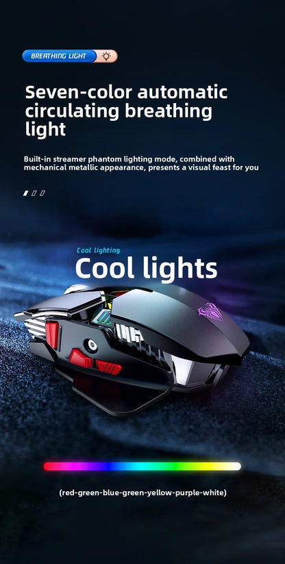 2025 Neue SC300 kabellose 2.4G Gaming-Maus RGB 3200dpi wiederaufladbare leise mechanische E-Sports-Maus für Desktop-Computer und Laptop