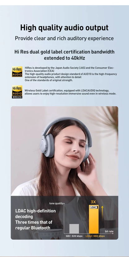 1MORE SonoFlow S kabellose Bluetooth-Kopfhörer mit Geräuschunterdrückung 42dB ANC Hi-Res Audio 90H Akkulaufzeit Over-Ear-Headset