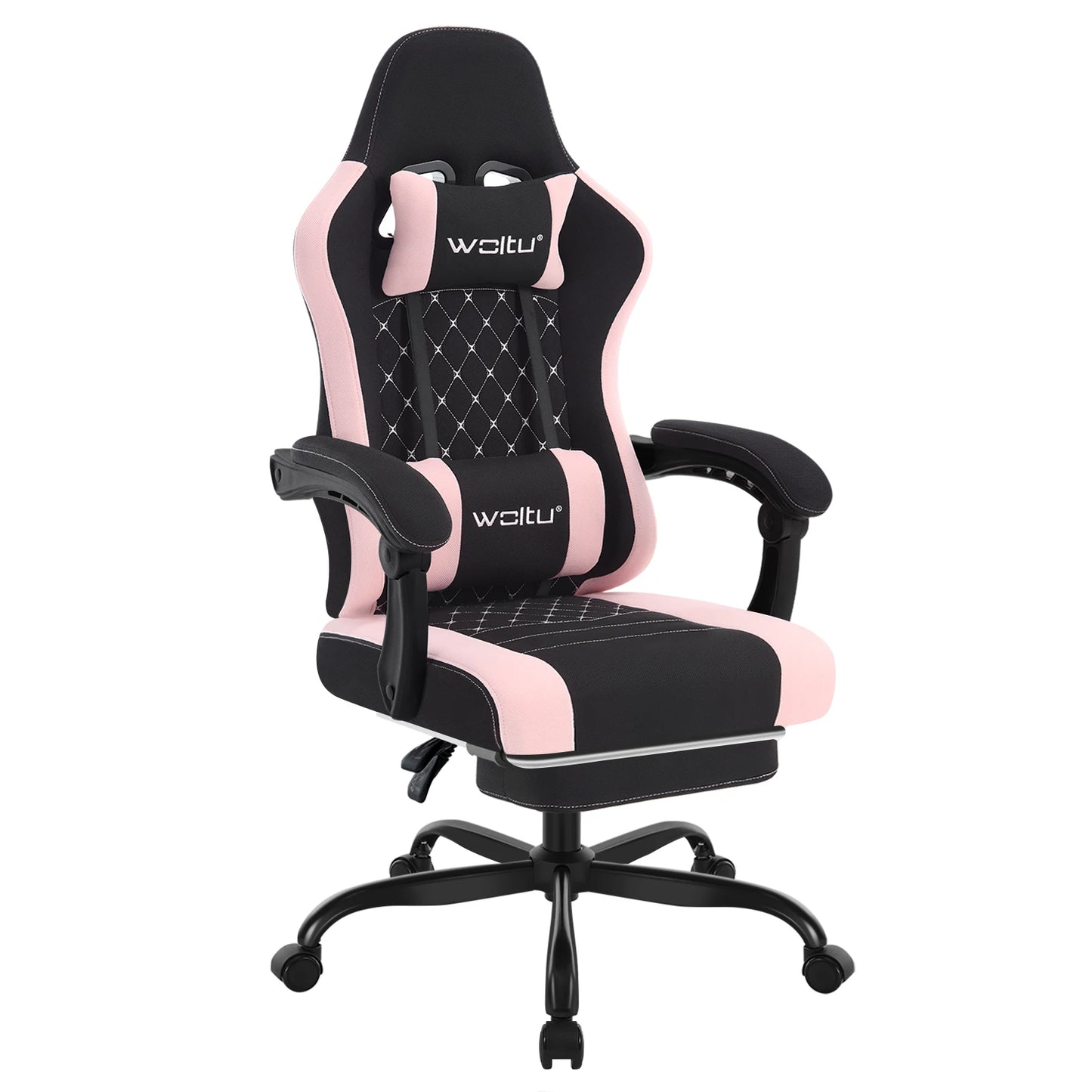 WOLTU Massage Gaming Chair Ergonomic Swivel Computer Chair with Pillow & Footrest Adjustable Headrest Lumbar Support Gamer Chair