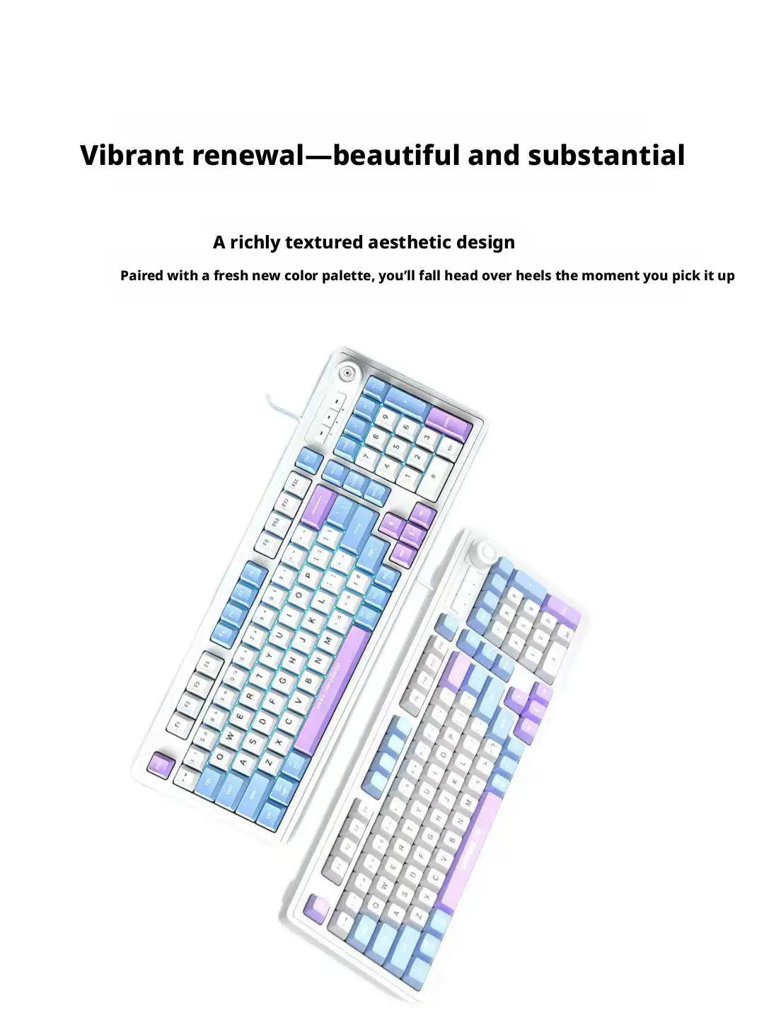 Wired Gaming Keyboard Mechanical Feel with Rotary Knob Three Color Mixed Backlit for PC Desktop Laptop Computer Accessories
