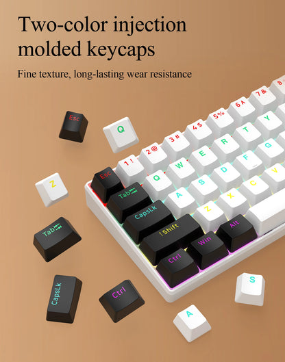 60% Compact Wired Mechanical Keyboard 61 Keys RGB Backlight Red Switch Ergonomic Small Portable for Office Computer Windows Tablet