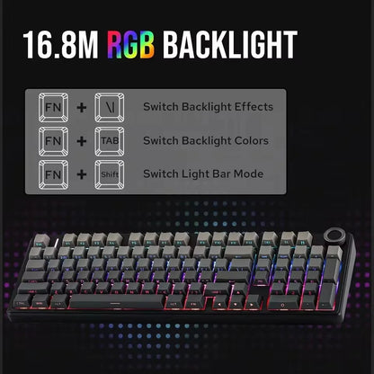 Teclado Mecânico Gaming E-sports AULA F99 Pro Três Modos RGB Hot Swappable 96% PBT Personalizado Sem Fios com Botão Medi