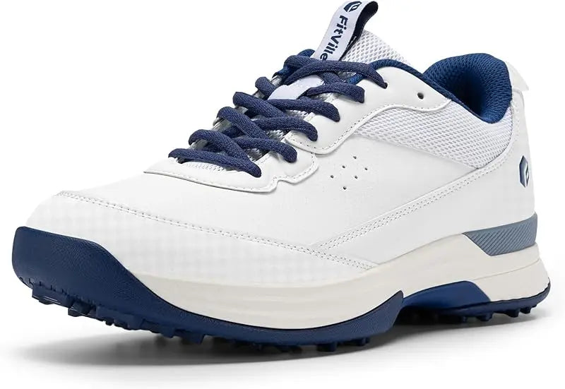 FitVille Wide Design Men's Golf Shoes Professional Outdoor Water Resistant Anti-slip Sport Shoes for Course with Spikes