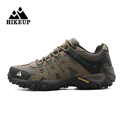 HIKEUP Мъжки туристически обувки от велурена кожа, устойчиви на износване outdoor обувки за трекинг, разходки, лов и тактически маратонки