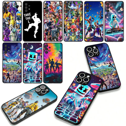 Capa com wallpaper de jogo F-ForTnites para Samsung Galaxy A07 A13 A12 A23 A42 A50 A51 A52 A53 A70 A71 A72 A21S A04 Note 20 9 8 10