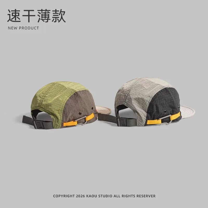 Gorras de béisbol japonesas de 5 paneles con combinación de colores retro para hombre; para verano, actividades al aire libre, acampada y ocio; protección solar; gorras de nicho para mujer