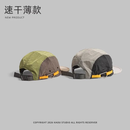 Gorras de béisbol japonesas de 5 paneles con combinación de colores retro para hombre; para verano, actividades al aire libre, acampada y ocio; protección solar; gorras de nicho para mujer