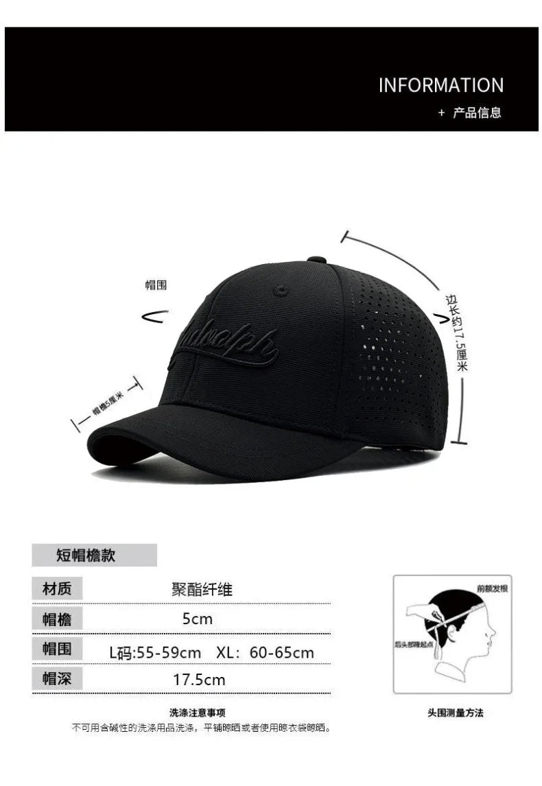 Gorra de béisbol para hombre con cabeza grande, parte trasera cerrada, ala corta de 5 cm, gorras ajustadas de malla, gorras elásticas totalmente cerradas, tallas 56-60 cm y 61-65 cm