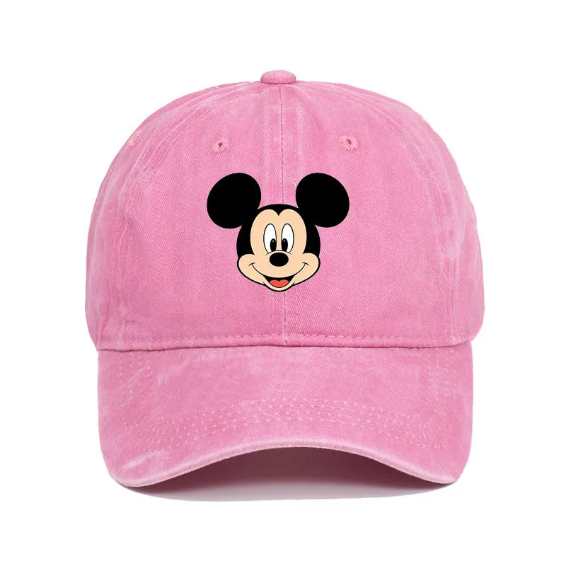 Unisex Vintage Washed Mickey Minnie Print Baseball Cap for Men Women Cartoon Trucker Hat Adjustable Snapback Casual Hip Hop Hat