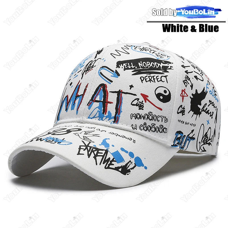Graffiti Baseball Cap for Men Women – Cotton Adjustable Hat Street Style Snapback