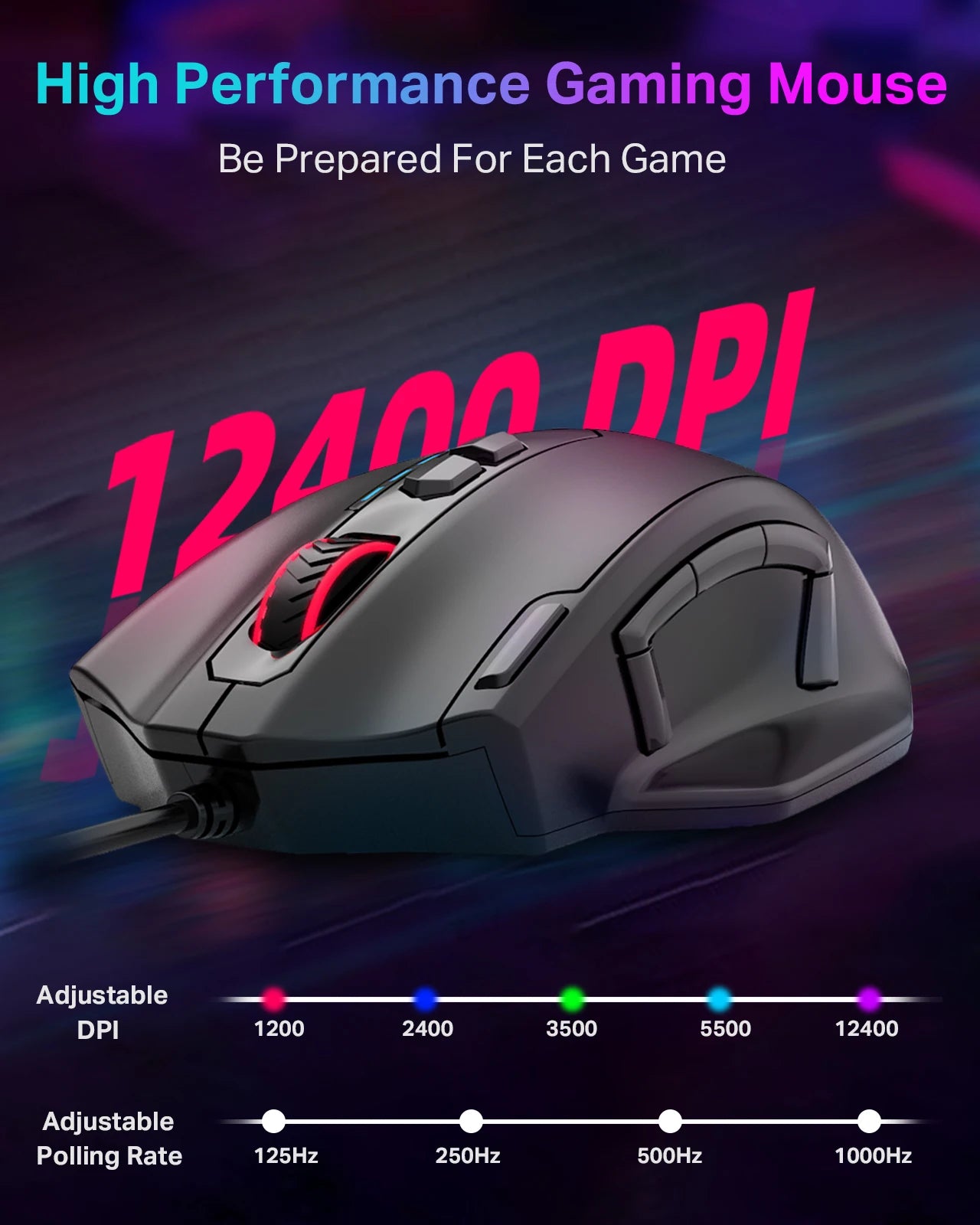E-YOOSO X-41 Pro USB Wired Gaming Mouse RGB Backlit 12400 DPI 11 Buttons Programmable Ergonomic Mice for Work Computer PC Laptop