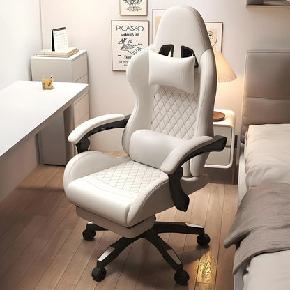 Hestora PU kožené velké herní křeslo pro vysoké postavy, ergonomická počítačová židle s vysokým opěradlem, podnožkou a masážní bederní opěrkou pro dospělé