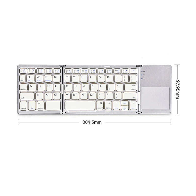 Wireless Folding Keyboard Bluetooth Keyboard With Touchpad For Windows, Android, IOS, Phone, Multi-Function Button Mini Keyboard