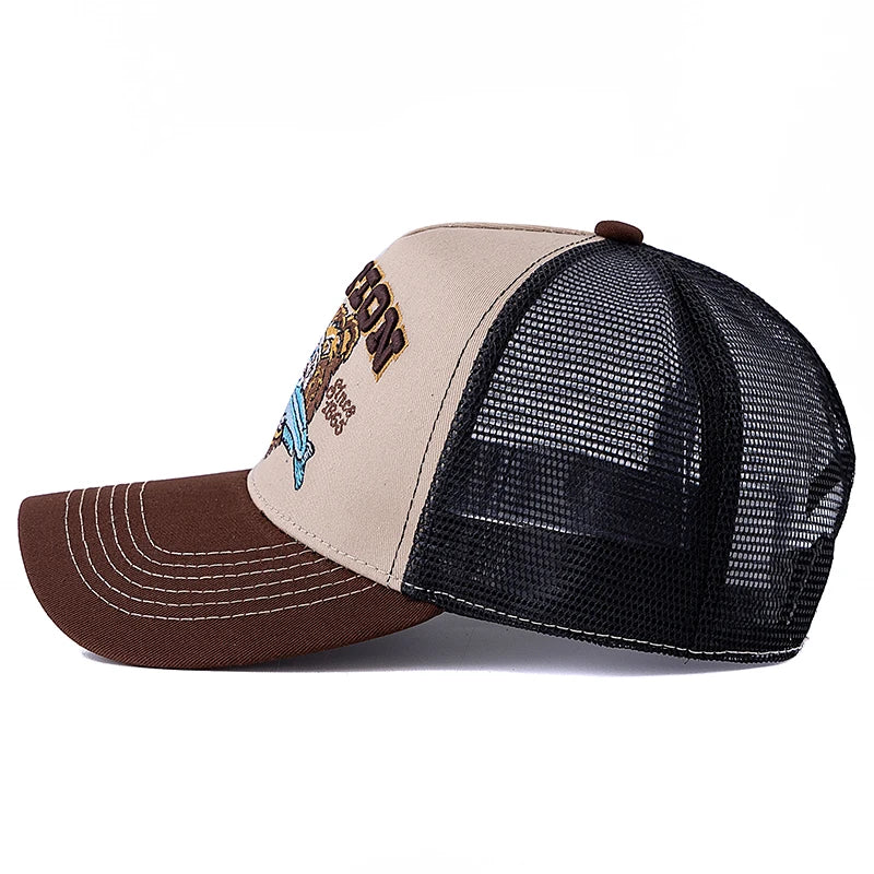 Hot Sale Unisex Bear Head Pattern Cap Summer Breathable Trucker Hat Man Women Outdoor Fishing Snapback Cap