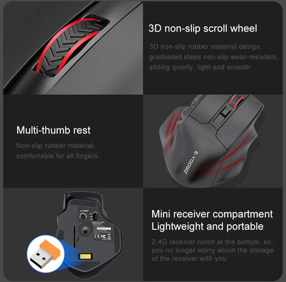 Mouse gaming E-YOOSO X-31 Pro USB, mare, cu suport Bluetooth 2.4G Wireless, PAW3212, 4800 DPI, pentru gameri, computer, laptop și PC