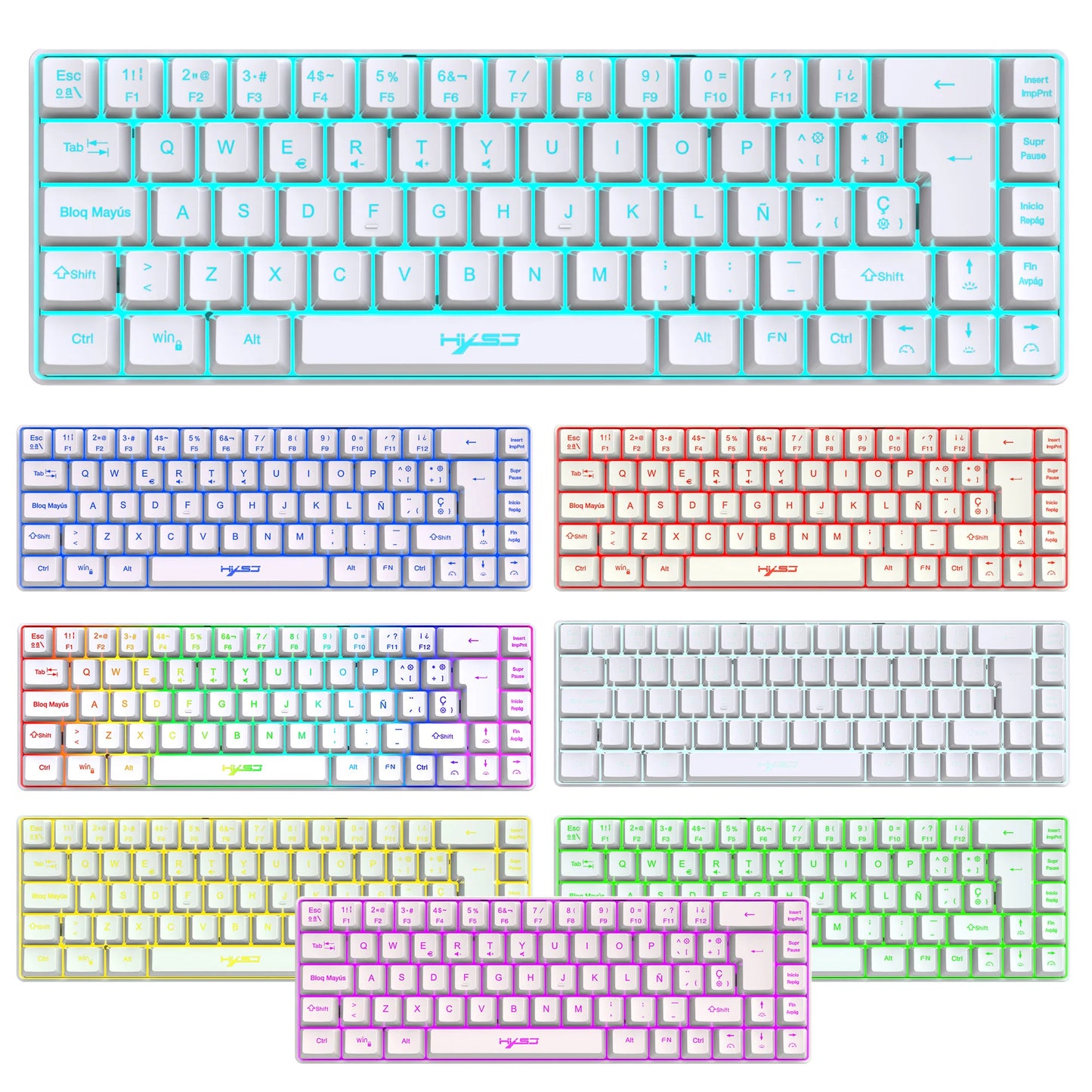 Hot Sale! Spanische kabelgebundene Gaming-Tastatur mit 69 Tasten und RGB-Hintergrundbeleuchtung, kompaktes 68%-Design, ein unverzichtbares Gadget für Büroangestellte und Gamer