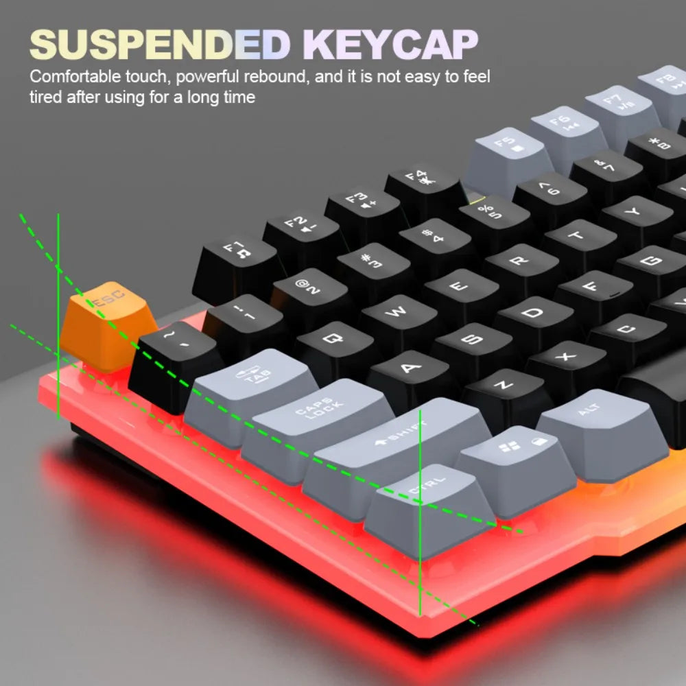 Rainbow LED Backlit Wired Gaming Keyboard And Mouse Combo with 104 Keys 3D Scroll Wheel 1600 DPI USB Interface Ergonomic PC Game
