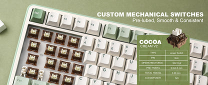 YUNZII B75 PRO Green Mechanical Gaming Keyboard, Gasket 75 Knob RGB Keyboard, BT/Wired/Wireless Hot-Swap Custom Creamy Keyboard