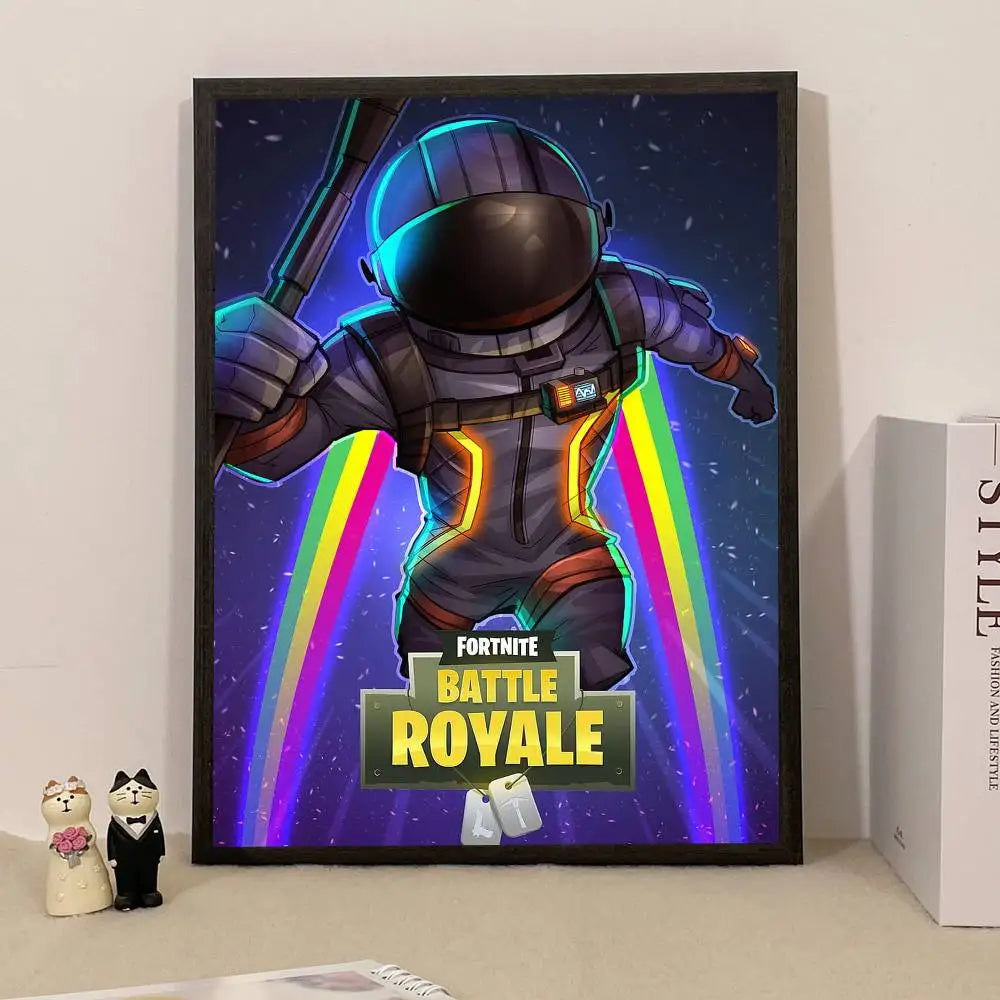 Poster de Jogo F-Fortnite Surpresa — Decoração de Casa, Quadro de Parede para Escritório e Sala de Estar