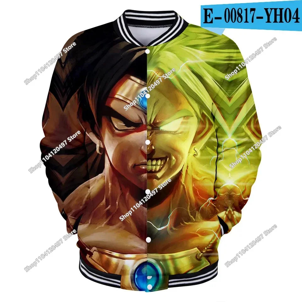 Neue japanische Anime Dragon Ball Z College-Jacke für den Herbst, lässiger Sweatshirt-Hoodie-Mantel, Marken-Baseballjacke