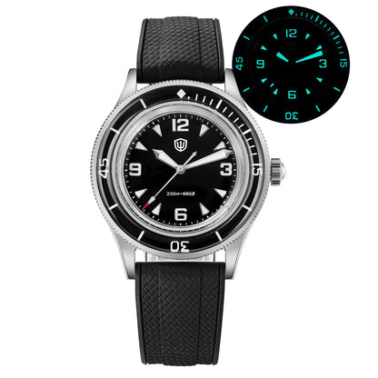 Watchdives WD50Q 38mm Watch Stainless Stee VH31 Sweep Seconds Quartz Movement Men Watches Bubble Sapphire Luminous Waterproof