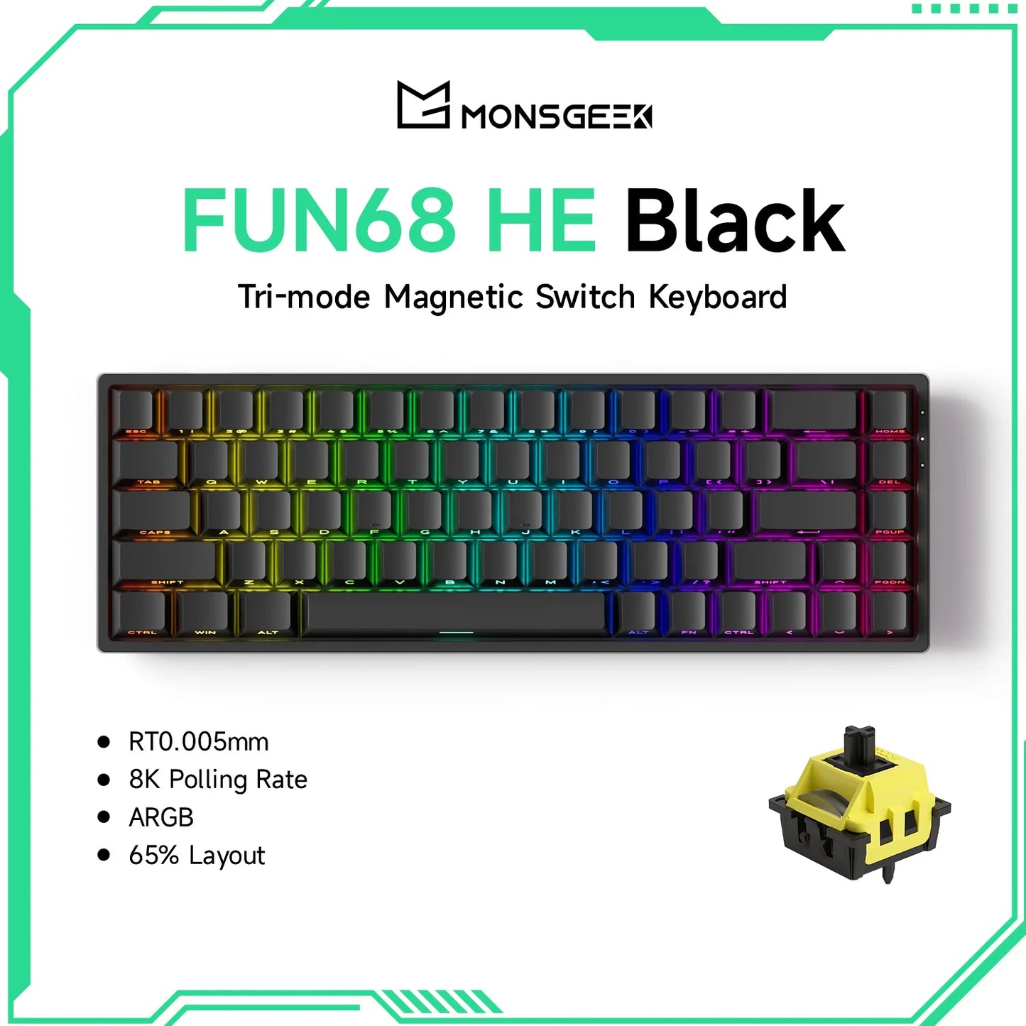 Akko MonsGeek FUN68 FUN60 PRO&MAX HE Magnetic Keyboard 60% 65% Gaming Keyboards Rapid Trigger 8K Custom Keyboard Gamer Esports