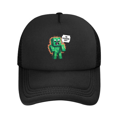 Aventurier cu aspect robust descoperă un monstru Creepers în spatele său Șapcă de camionagiu Șepci de soare Șapcă reglabilă cu clapetă Șapcă de baseball din plasă