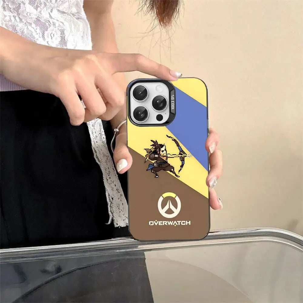 Game O-Overwatch Handyhülle im Pixel-Stil für iPhone 17 16 15 14 13 12 11 Pro MAX, matt, stoßfest, rückseitige Anti-Fall-Schutzhülle