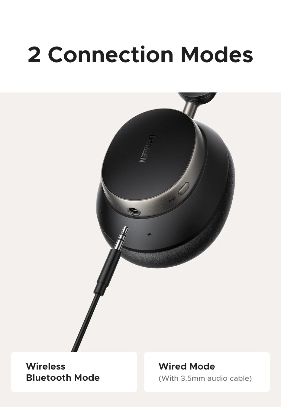 Cuffie wireless UGREEN Studio Pro ANC 48dB – Cuffie over-ear Bluetooth 6.0 Hi-Res LDAC con 120H di autonomia
