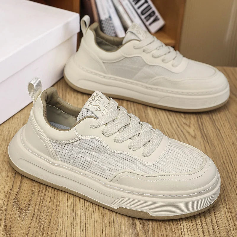 Men's Ultralight Breathable Mesh Sneakers 2025 Fashion Thick Sole Casual Shoes Comfortable Lace-up Trainers for Daily Walking