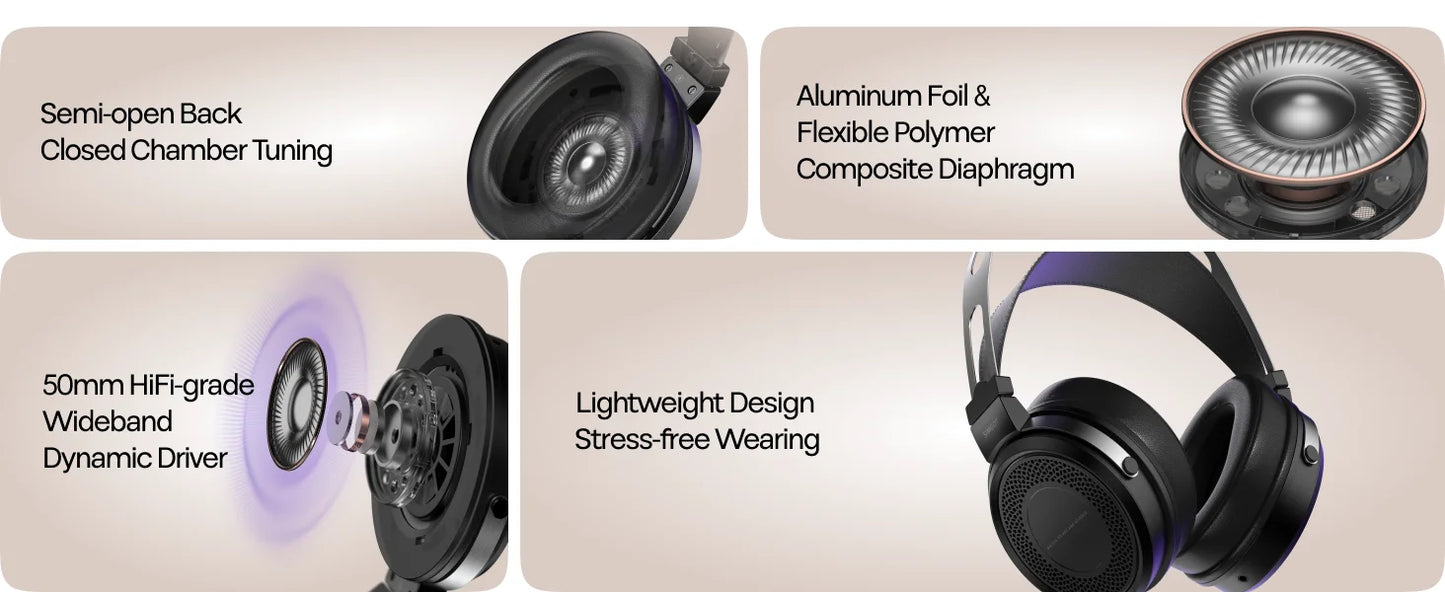SIMGOT EP5 kabelgebundene Hochleistungs-Kopfhörer mit dynamischem 50mm-Treiber – HiFi-Gaming-Headset, niedrige Impedanz, hohe Empfindlichkeit, 7.1 Surround Sound