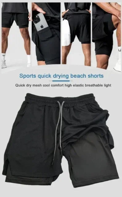2025 Dragon Ball Japanese Animation Peripheral Double-layer Shorts Men's Trend Breathable Loose Sports Five-point Pants