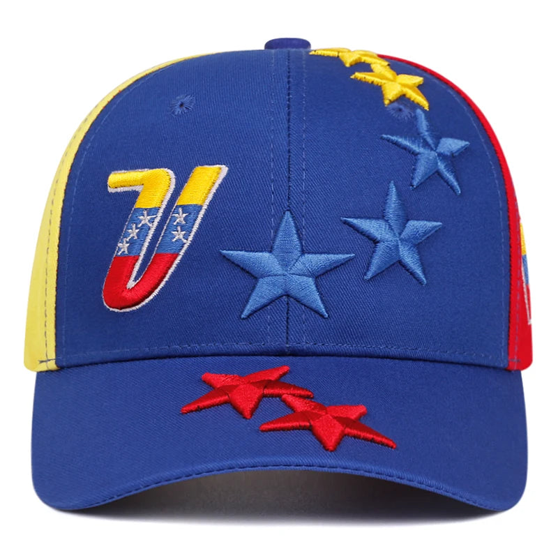 Șapcă de baseball cu broderie cu steagul Venezuelei, pălării de exterior cu 5 stele, șepci pentru femei și bărbați
