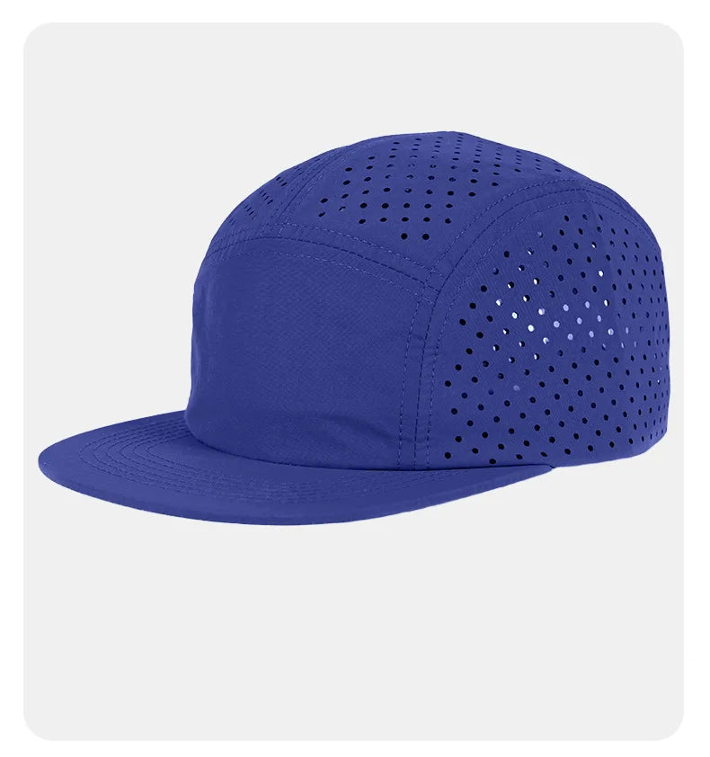 Quick-Dry 5 Panel Running Cap Laser Cut Perforated Breathable Sport Hat Ultra-Lightweight Soft Top Baseball Cap for Men Women