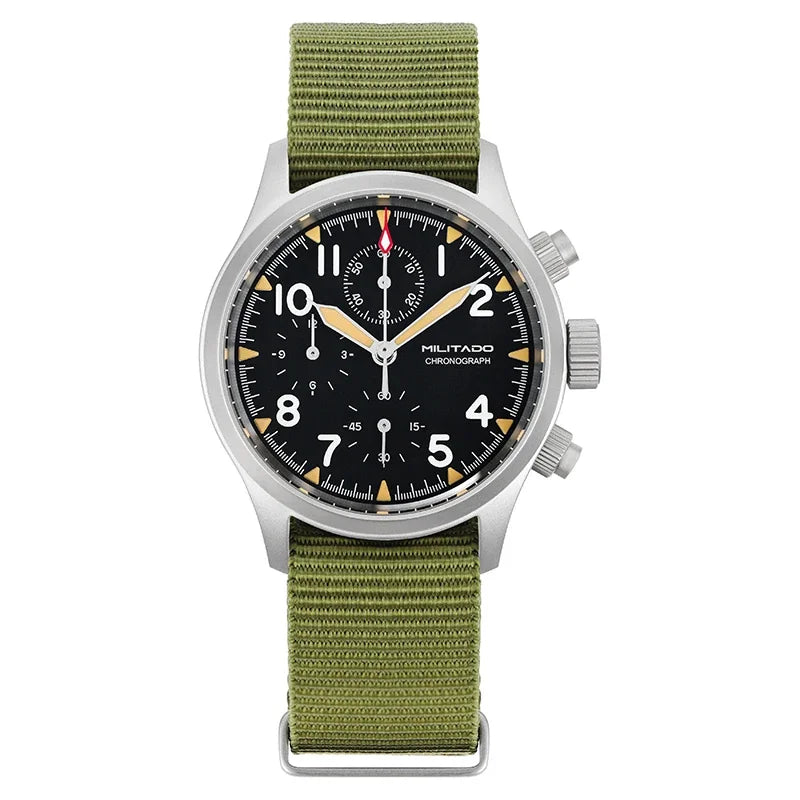 Militado VK61 VK67 Quarz-Chronographenuhr 39mm 316L-Edelstahlgehäuse 3 Zifferblätter wasserdicht 100M Multifunktions-Militäruhr