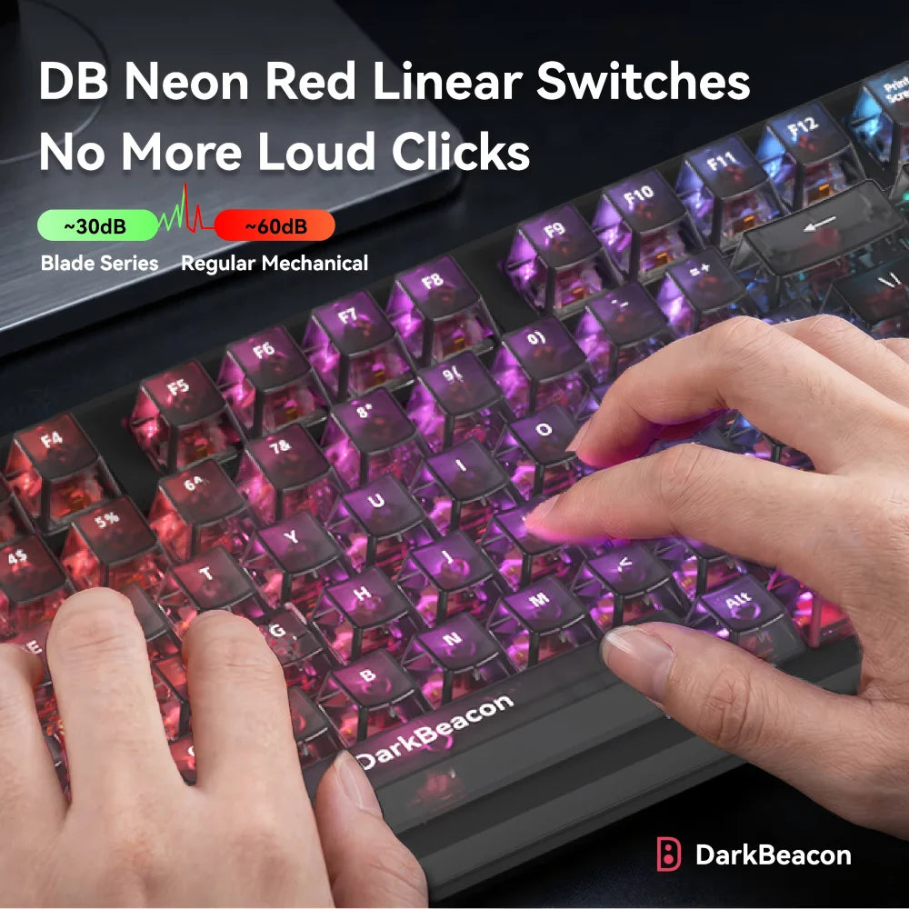DarKBeacon RGB Teclado TKL Compacto de 87 Teclas USB com Fio, Hot-Swappable, Mecânico Silencioso, para Windows, Portátil, PC e Gaming