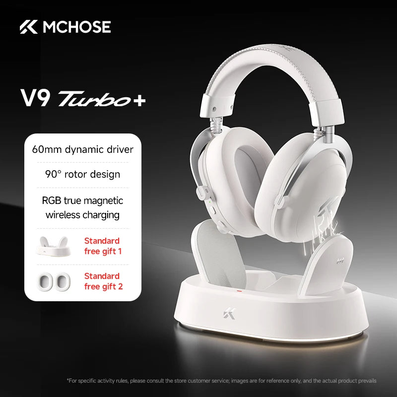 Cuffie gaming wireless MCHOSE V9 Turbo 7.1 Surround Sound RGB Esports con driver da 60mm, microfono con cancellazione del rumore e base di ricarica