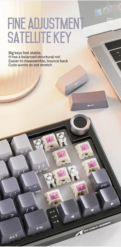 Attack Shark X66 Kabellose mechanische Tastatur 65% Kompaktlayout RGB-Hintergrundbeleuchtung Gasket Hot Swap Bluetooth USB-C PBT großer Akku