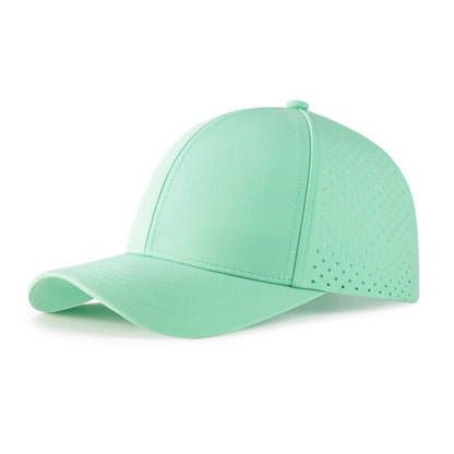 VOBOOM Herren-Baseballkappe mit Schnell-Trocknungsfunktion, lasergeschnittenem Netzstoff, gewölbter Krempe und Snapback-Verschluss – für Outdoor, Laufen und Reisen – schwarze Kappe
