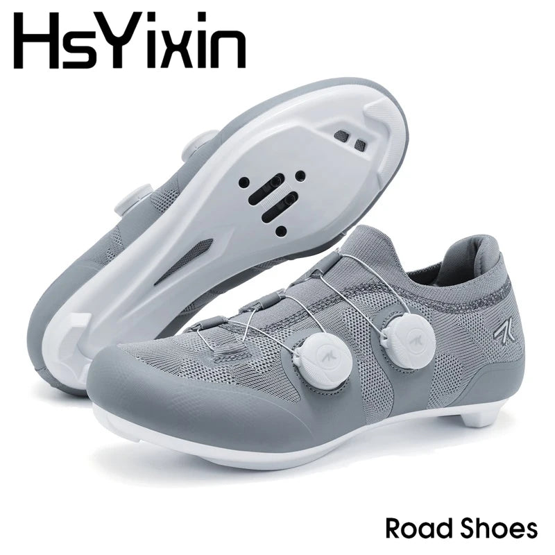 Scarpe da ciclismo su strada unisex, HsYixin traspiranti SPD autobloccanti antiscivolo, scarpe da corsa per bici da strada, MTB flat e sneakers da bicicletta