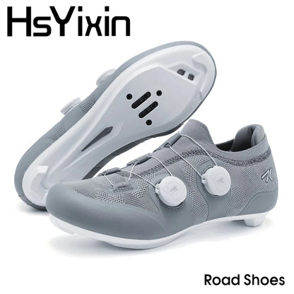 Scarpe da ciclismo su strada unisex, HsYixin traspiranti SPD autobloccanti antiscivolo, scarpe da corsa per bici da strada, MTB flat e sneakers da bicicletta