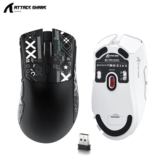 Attack Shark R1 leichte Bluetooth 2.4G kabellose Gaming-Maus PAW3311 18000DPI ergonomische Makro-Maus