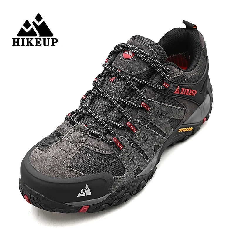 HIKEUP Мъжки туристически обувки от велурена кожа, устойчиви на износване outdoor обувки за трекинг, разходки, лов и тактически маратонки