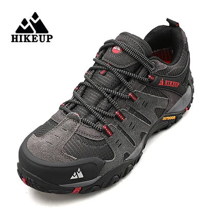 HIKEUP Мъжки туристически обувки от велурена кожа, устойчиви на износване outdoor обувки за трекинг, разходки, лов и тактически маратонки