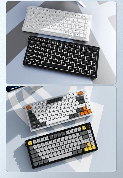Teclado AJAZZ AF82 Office Low Profile RGB com fios/sem fios para gaming, layout 75%, 82 teclas, bateria de 4000mAh para Win/Mac