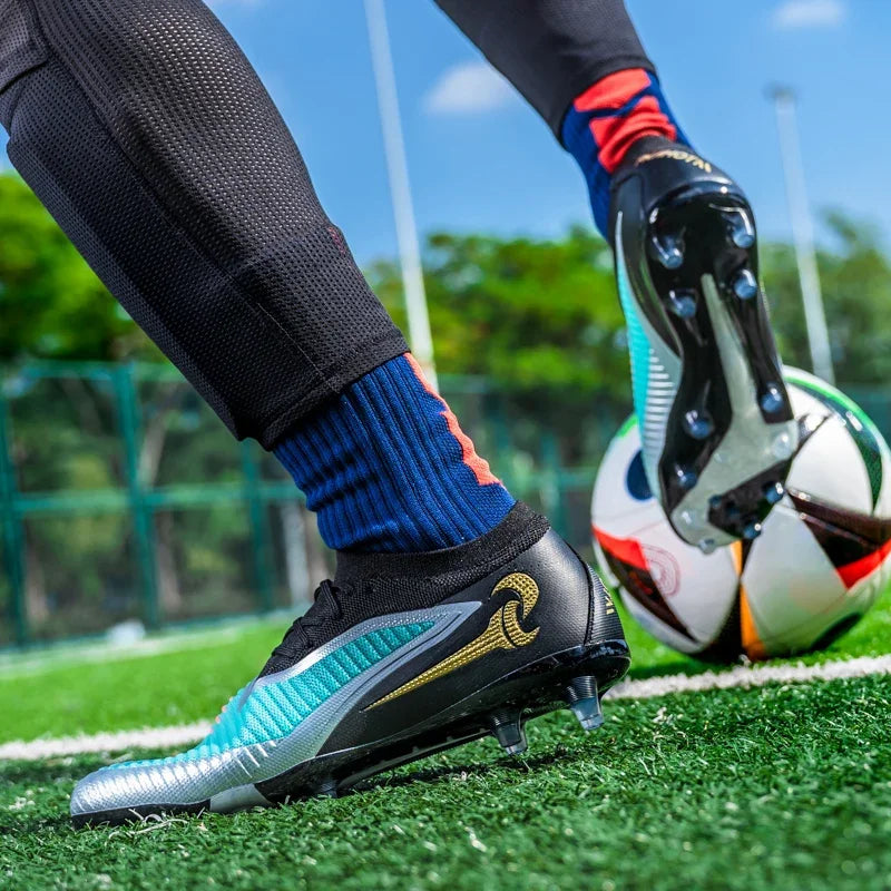 New Men Football Boots Match Adult Outdoor Sport Training Cleats Soccer Shoes Boys Long Spikes Breathable Non Slip Comfortable