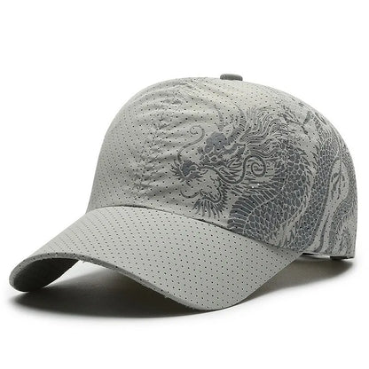 Hat, Chinese Style Printing Dragon Baseball Cap, Polyester Outdoor Quick Drying Hat, Sun Protection Hat, Cap, Cap, Both Men And