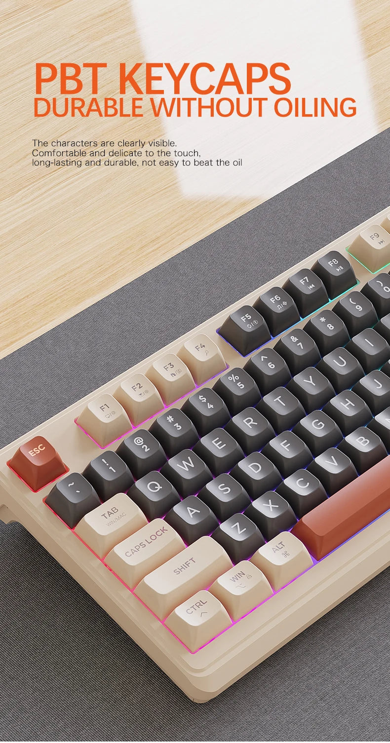 M96 Bluetooth Wireless Keyboard FREEWOLF Digital Display, RGB Backlight, 2000mAh Battery & PBT Keycaps for PC/Laptop